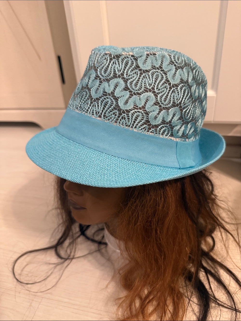 NWOT Aqua Lace Fedora Hat